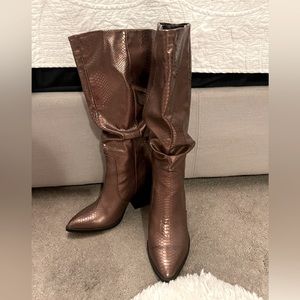Metallic bronze cowboy boots